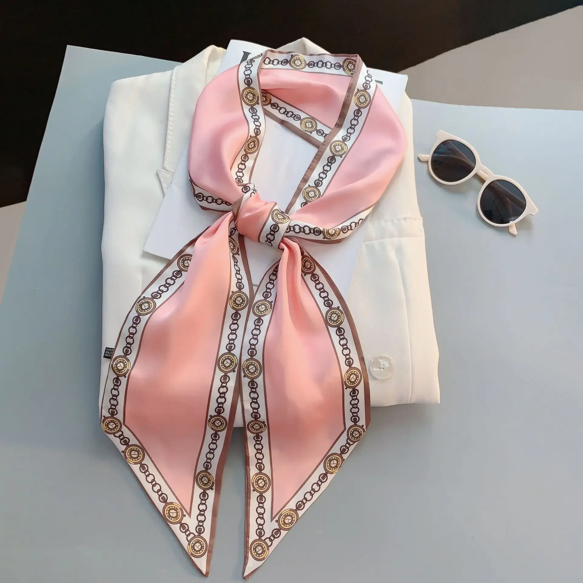 Design Print Skinny Scarf Plai - đánh giá và giá Luxury Bags Brand
